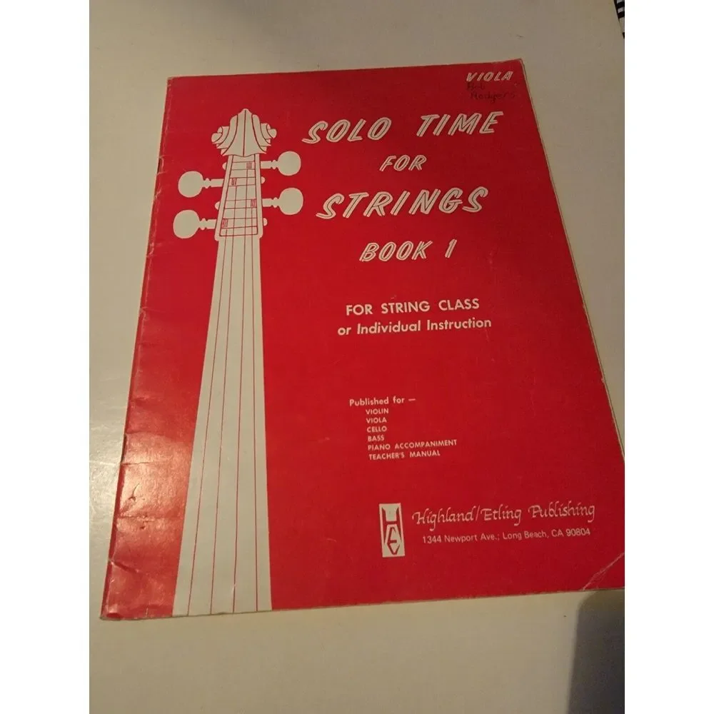HIGHLAND ETLING Solo Time for Strings, VIola Book 1, Class, Individual Workbook